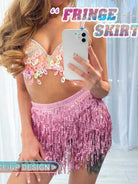 Blush Sequin Fringe A-Line Skirt