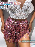 Shimmering Pink Fringe Mini Skirt