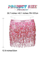 Pink Metallic Fringe A-Line Dress Skirt