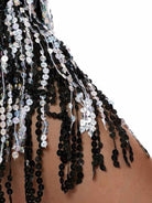 Black Glitter Silver Fringe Party Skirt