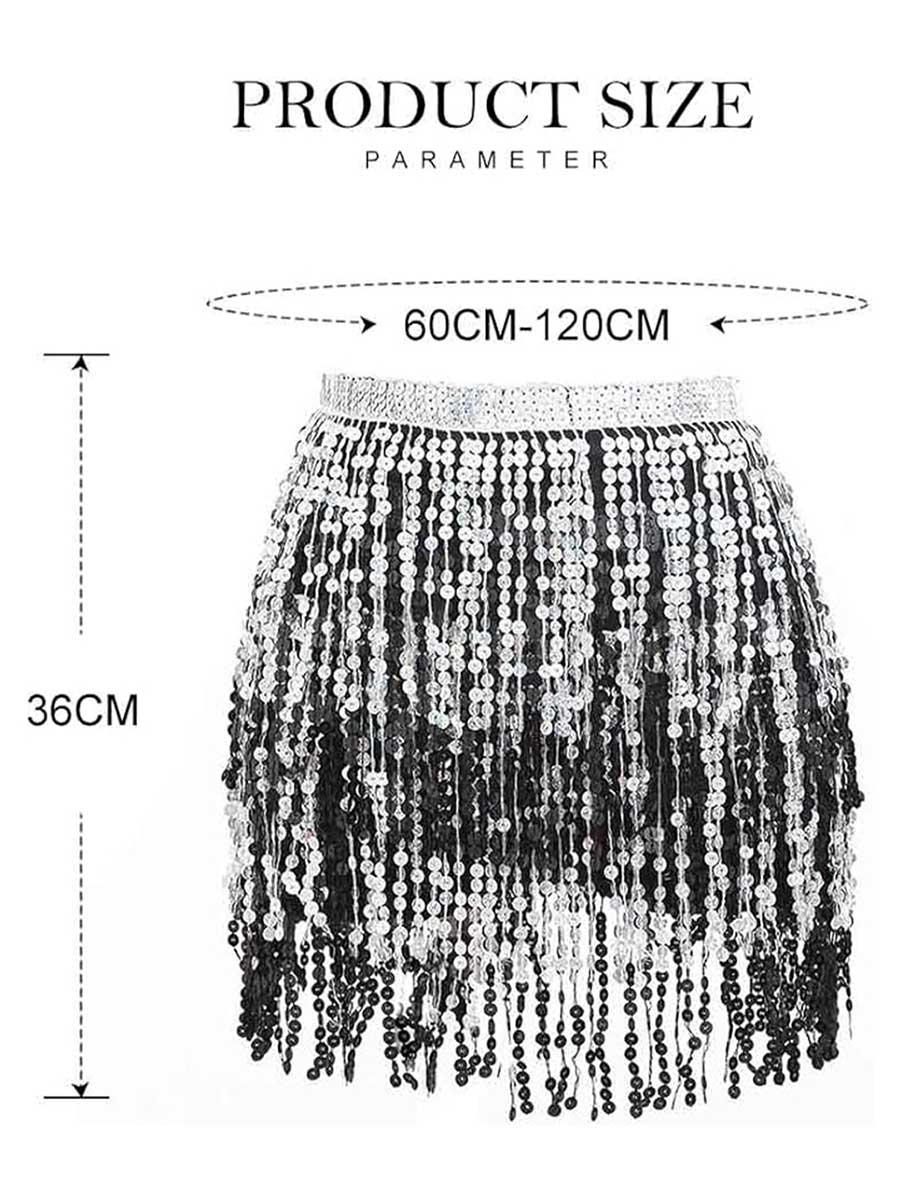 Black Silver Sequin A-Line Skirt