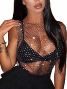 Glittering Crystal Mesh Tank Top