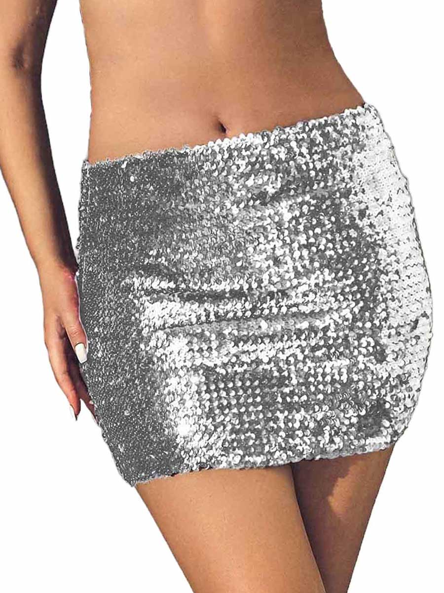 Silver Glitter Bodycon Miniskirt