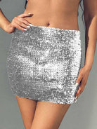 Shiny Silver Sequin Mini Skirt