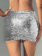 Sparkling Silver Tight-Fit Skirt