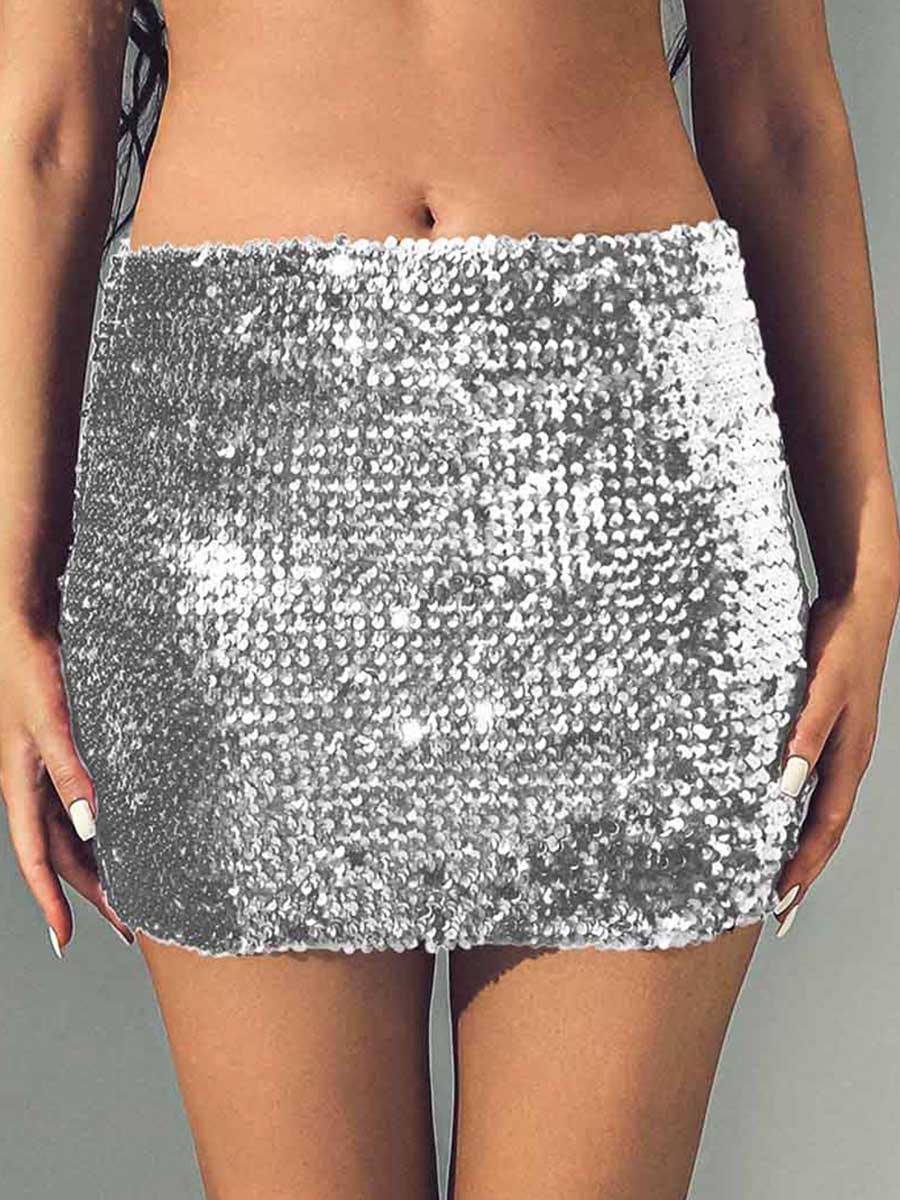 Glittering Silver Mini Skirt