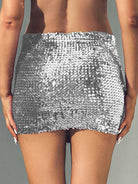 Dazzling Silver Sequin Bodycon Skirt