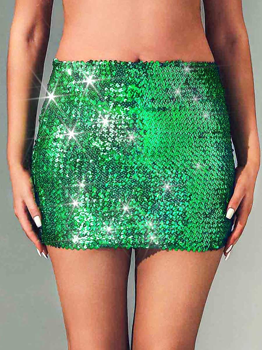 Glittery Emerald Pencil Skirt