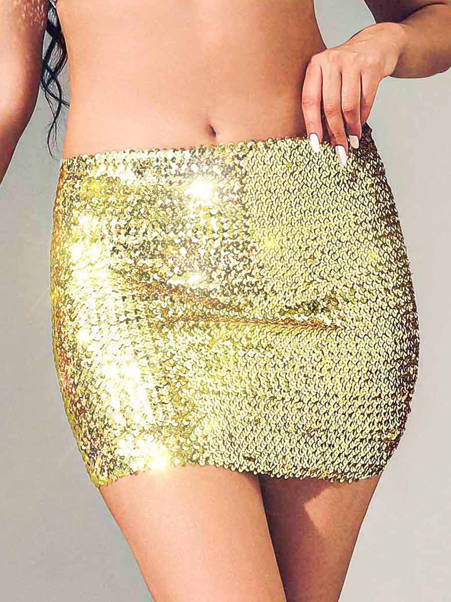 Gold Glitter Mini Pencil Skirt