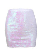 White Sequin Party Mini Skirt