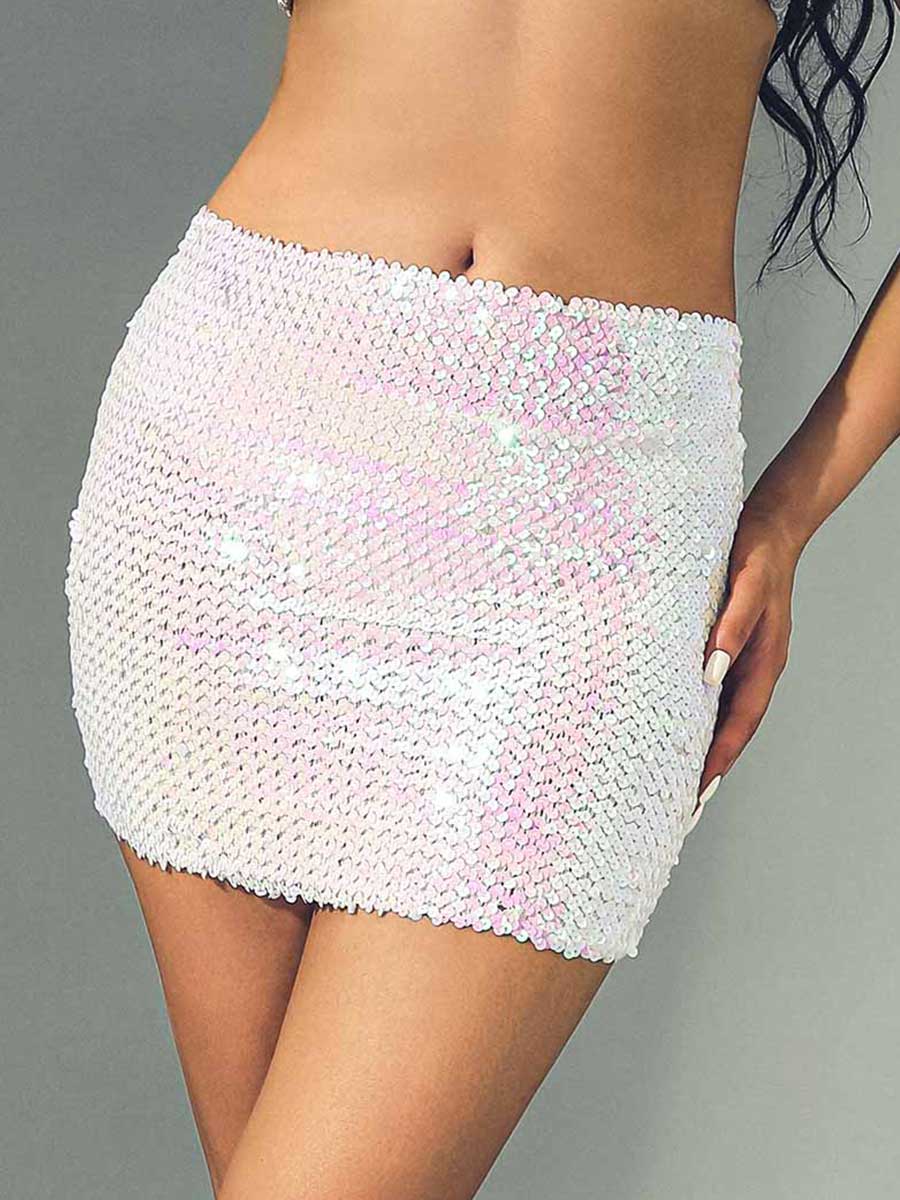 Shimmery White Club Skirt