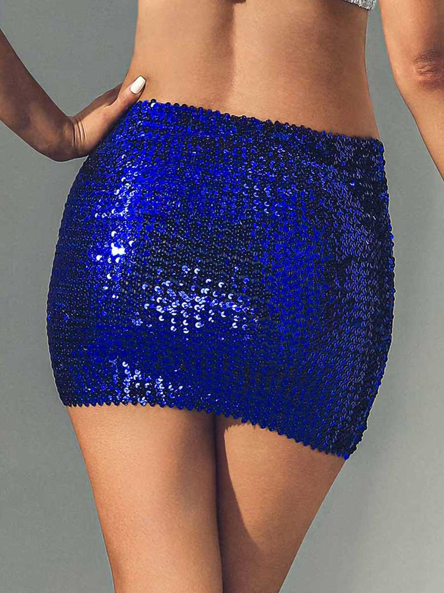 Electric Blue Sparkle Bodycon Mini Skirt