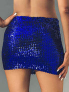 Blue Metallic Fitted Mini Skirt