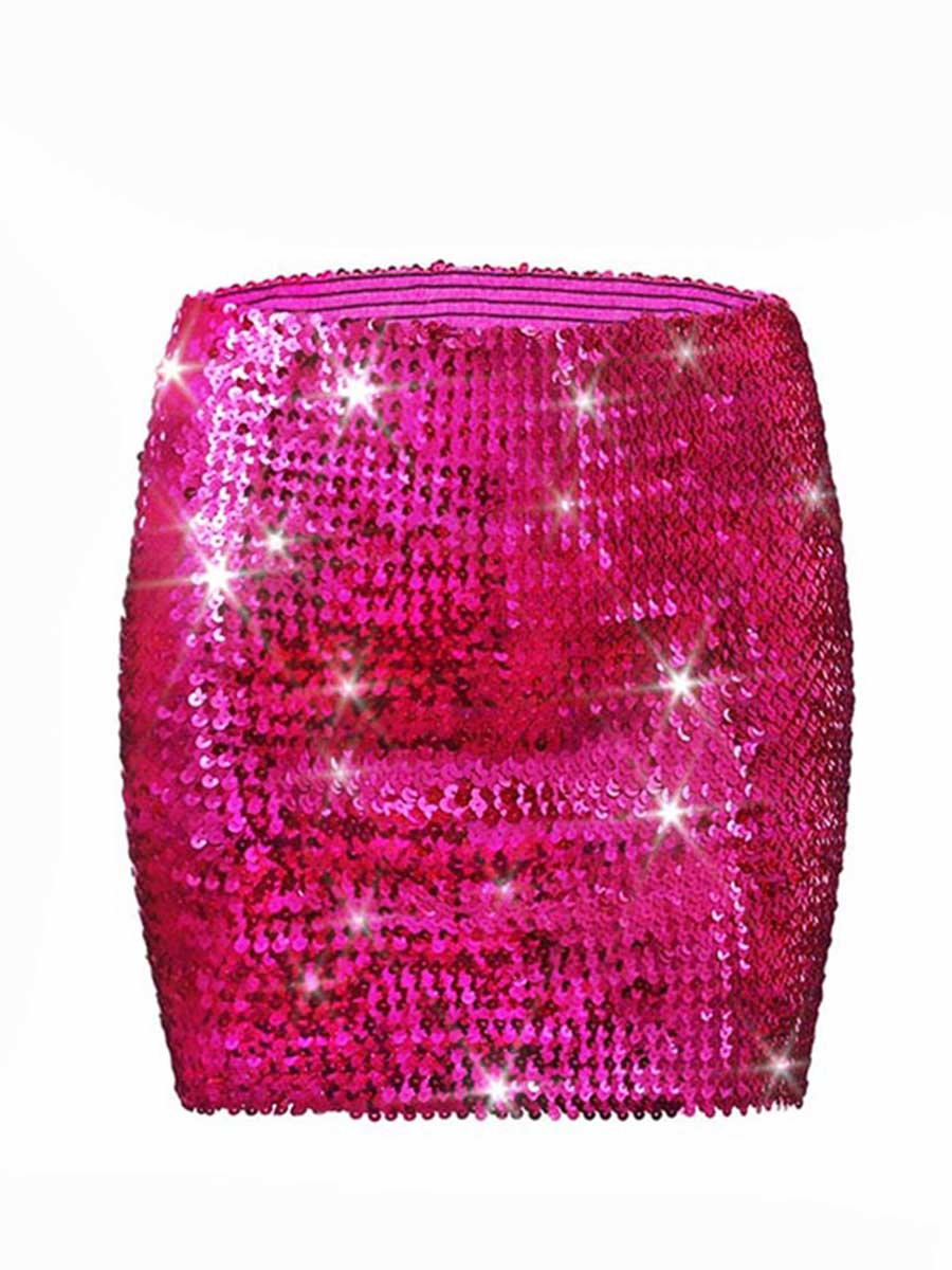 Fuchsia Sequin Bodycon Mini Skirt