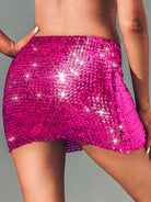 Metallic Rose-Tone Glitter Mini Skirt