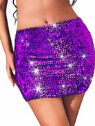 Dark Purple Glitter Tight Mini Skirt