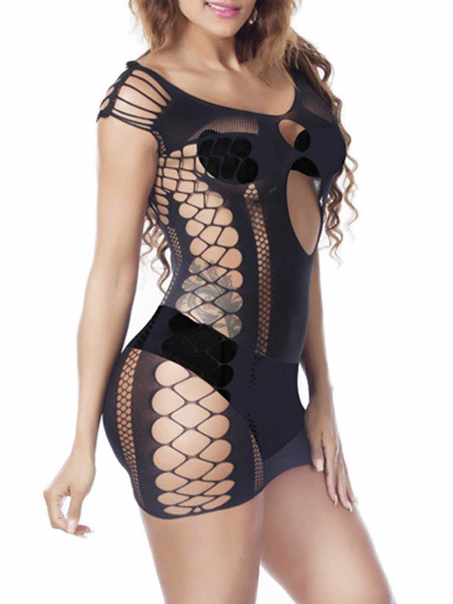 Sheer Black Cutout Mini Dress