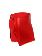 Side Cut Red Shiny Party Skirt