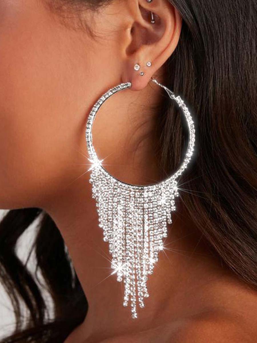 Rhinestone Tassel Sparkling Earrings