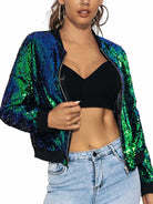 Green Sequin Bomber Jacket