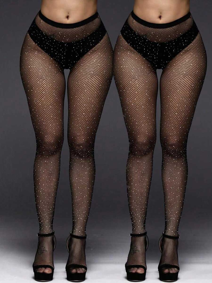 Elegant Sparkle Fishnet Leggings