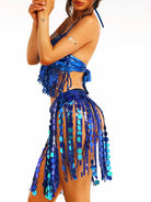 Shimmering Blue Fringe Co-Ord