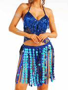 Blue Glitter Tassel Outfit