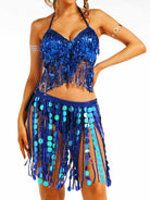 Metallic Blue Tassel Dancewear