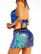 Blue Sequin Partywear Two-Piece Set