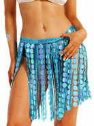 Ice Blue Sequin Fringe Skirt