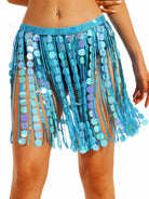 Ice Blue Glitter Fringe Mini Skirt