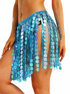 Icy Blue Sparkle Fringe Dance Skirt