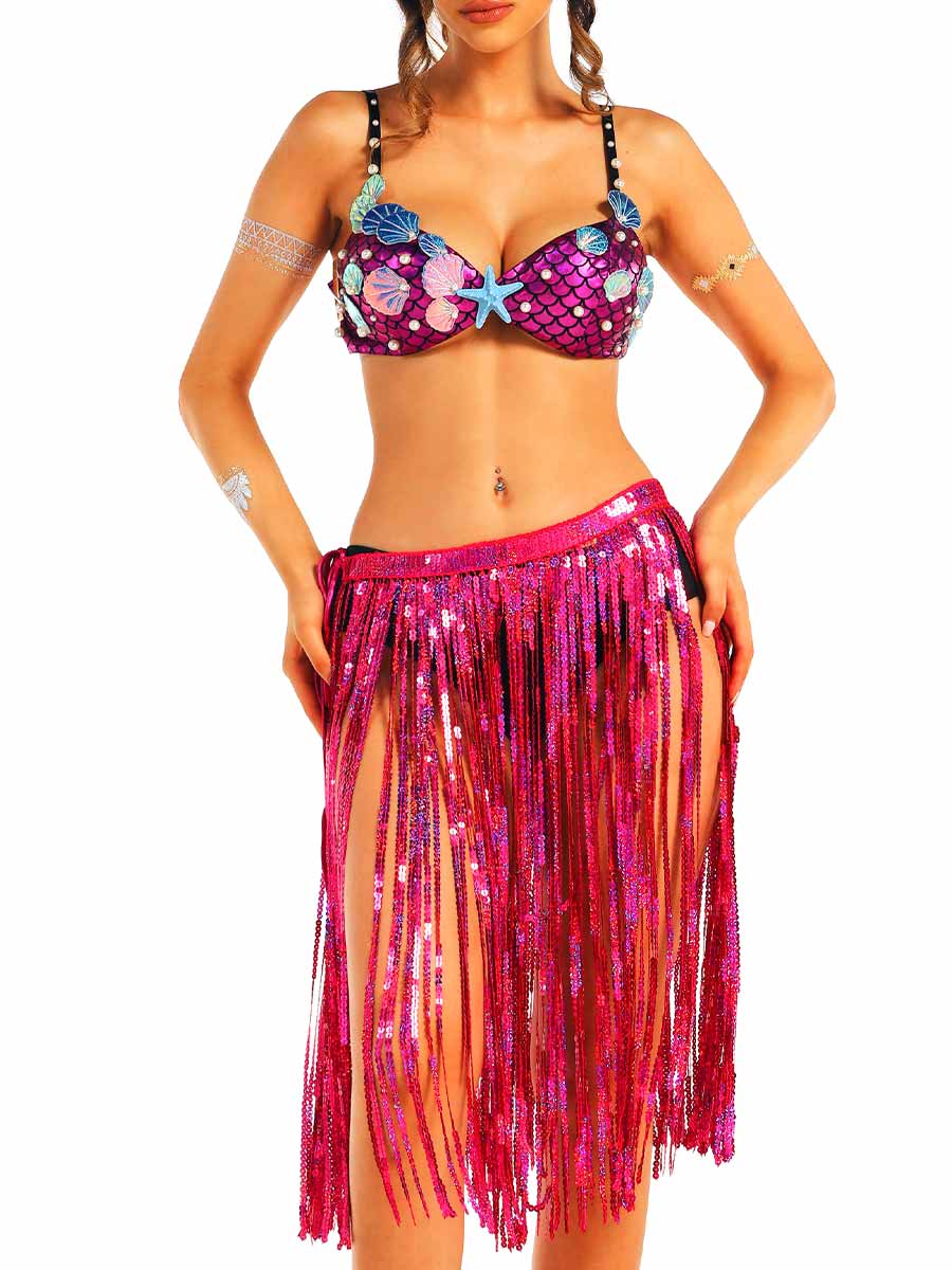 Tropical Mermaid Fuchsia Sequin Set