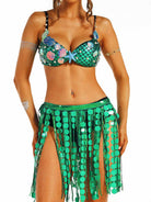 Ocean-Style Green Sequin Two-Piece Set