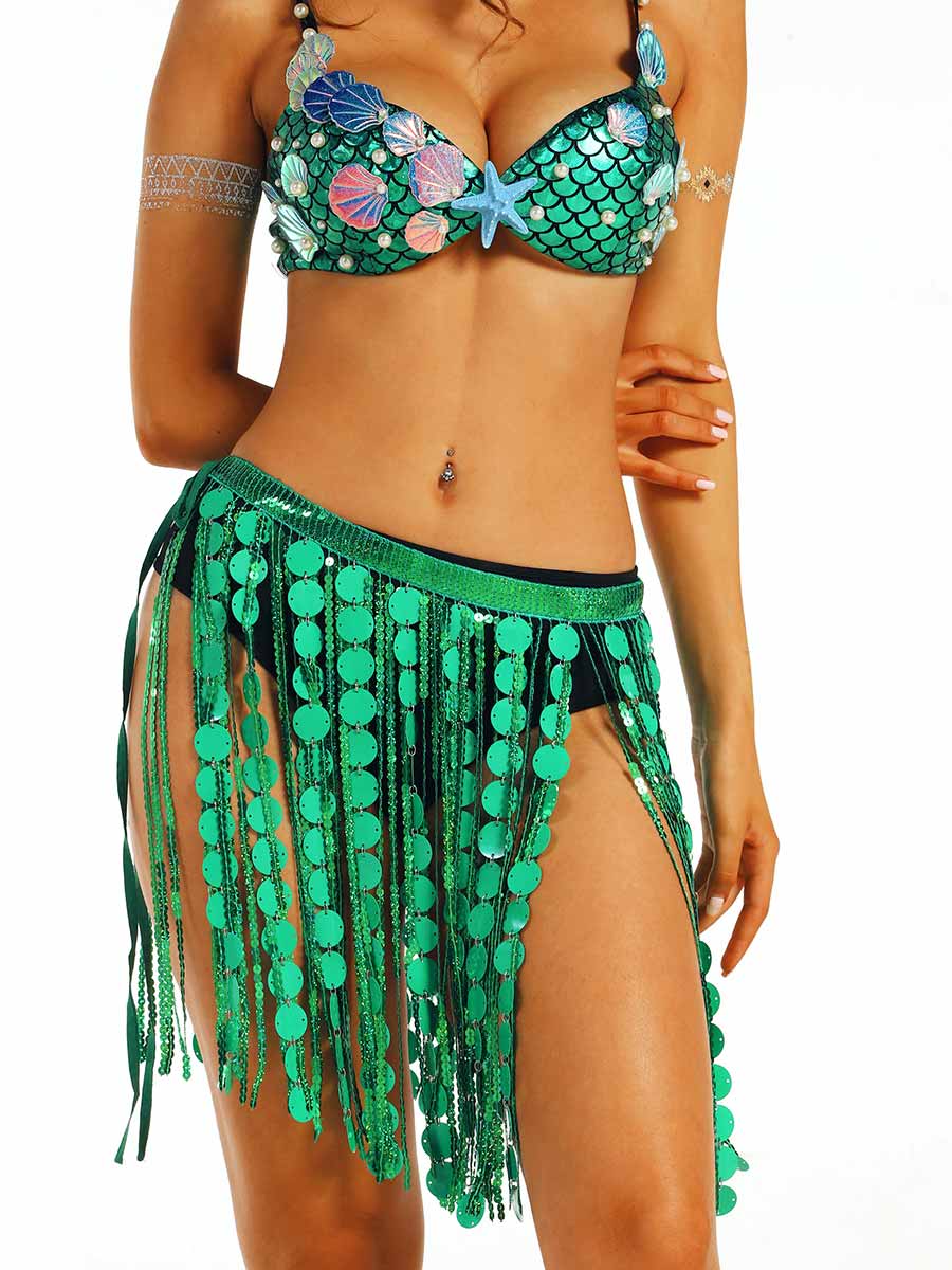 Tropical Ocean Vibes Sequin Dress Set