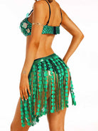 Gleaming Emerald Sequin Beachwear