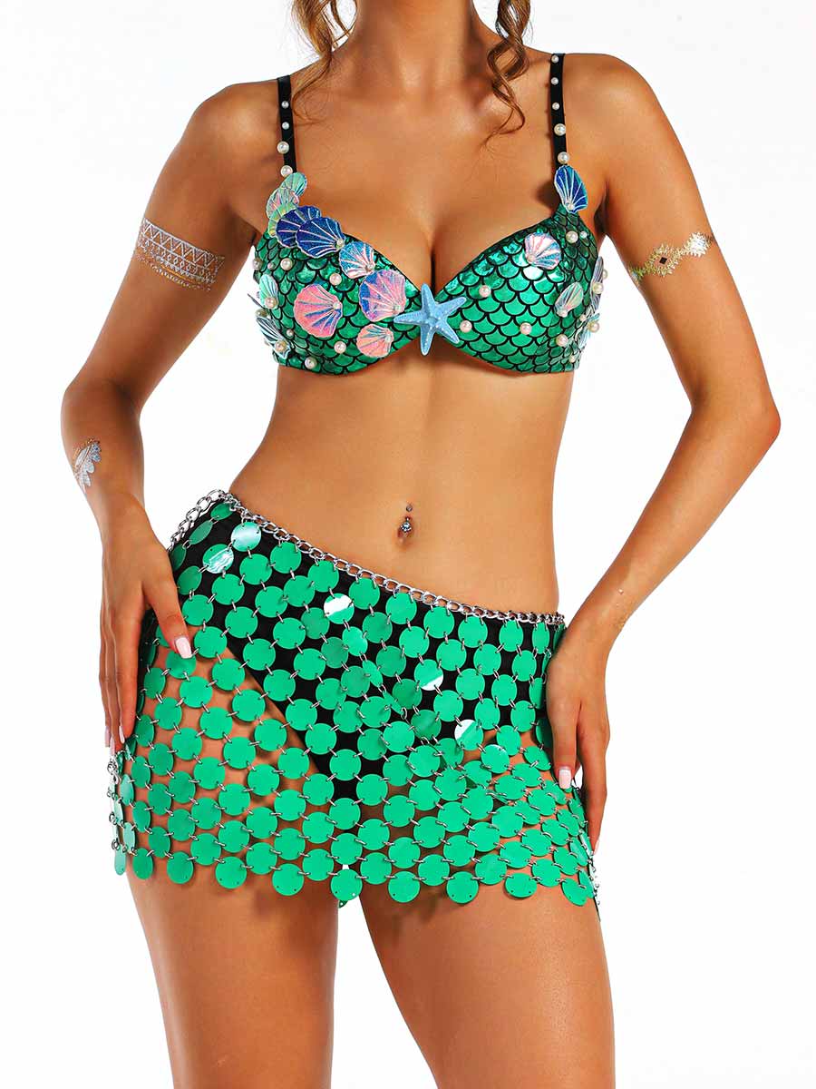 Mermaid-Style Sparkling Green Co-Ord