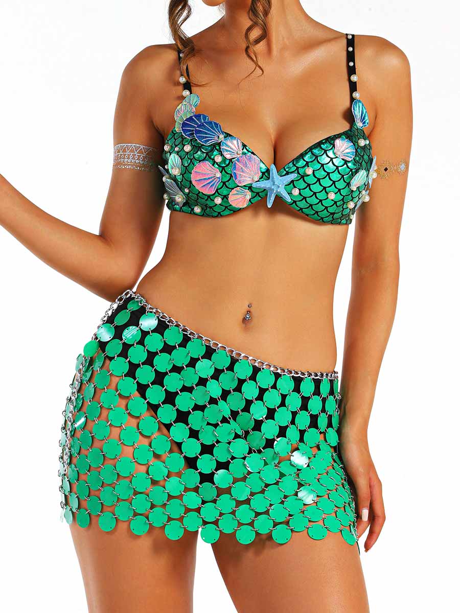 Ocean-Themed Emerald Sparkle Ensemble