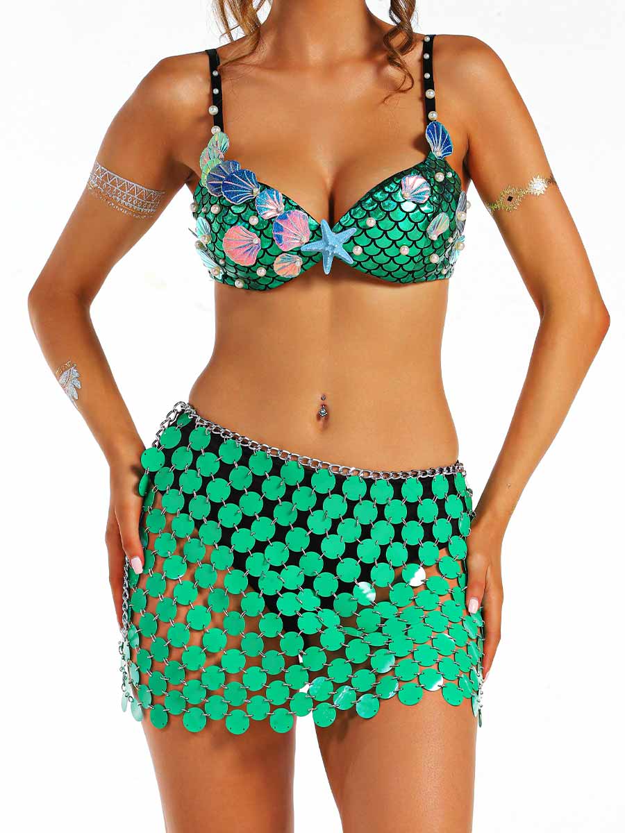 Tropical Wave-Inspired Sequin Co-Ord Set