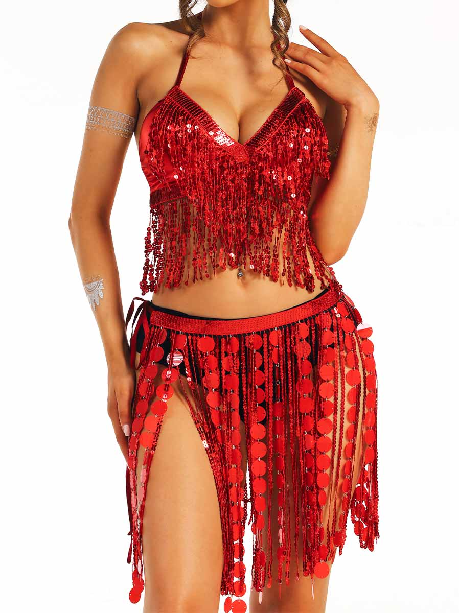 Party-Style Red Sequin Tassel Set