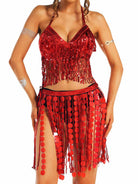 Dazzling Red Fringe Sequin Ensemble