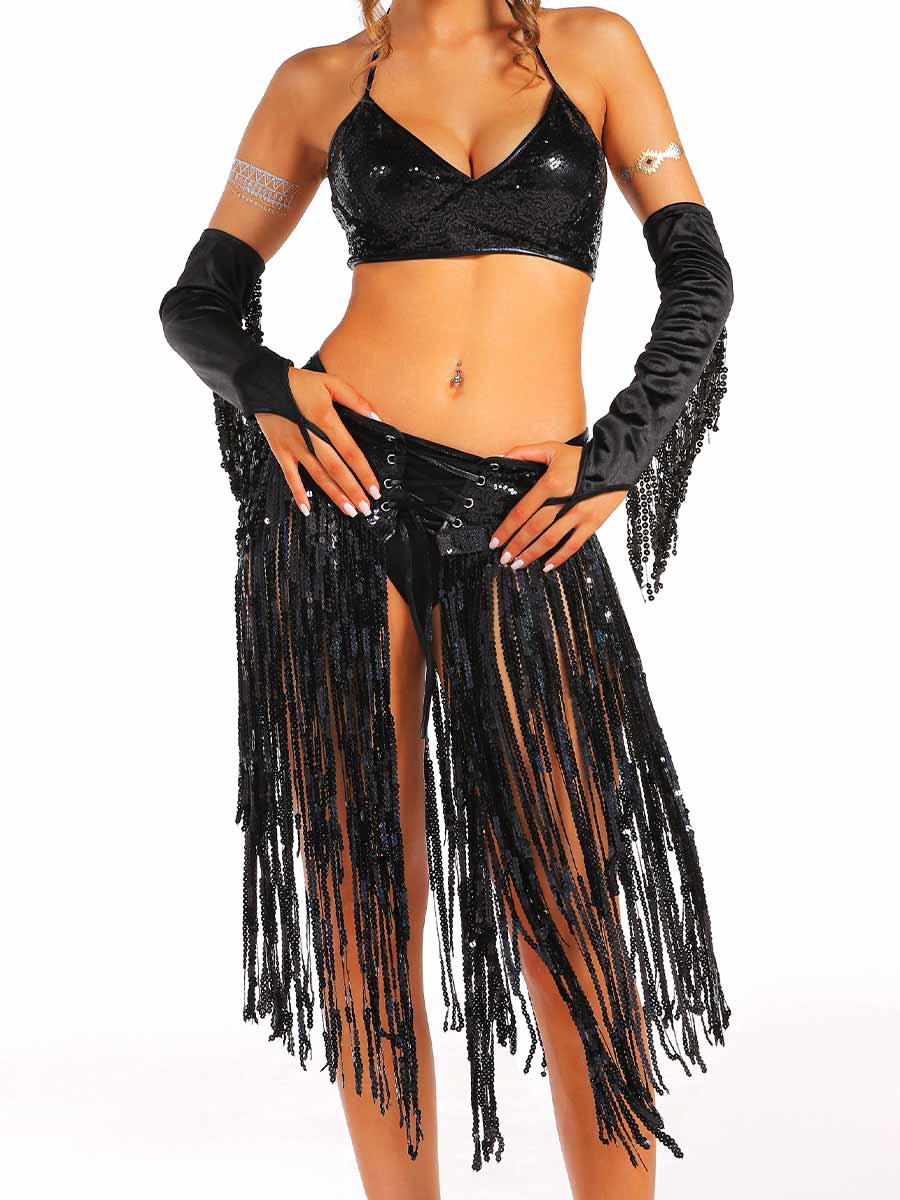 Shimmering Black Fringe Ensemble