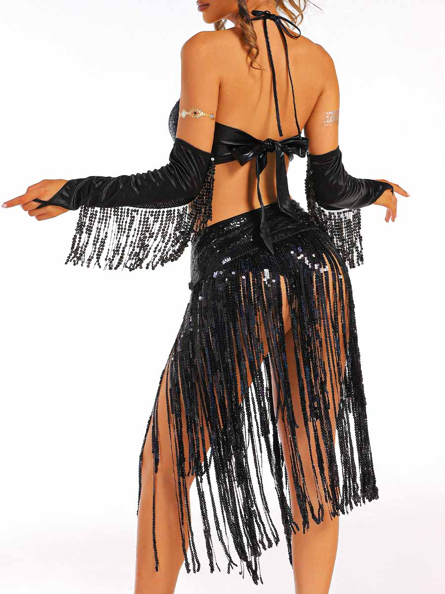 Elegant Black Sequin Partywear