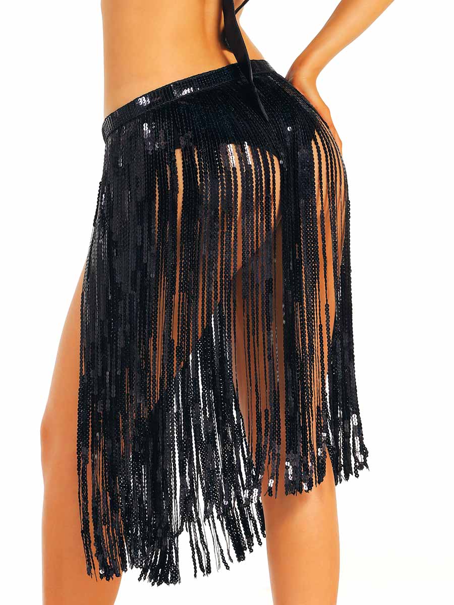 Dazzling Black Sequin Dance Skirt