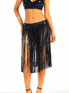 Chic Black Sequin Trim Skirt