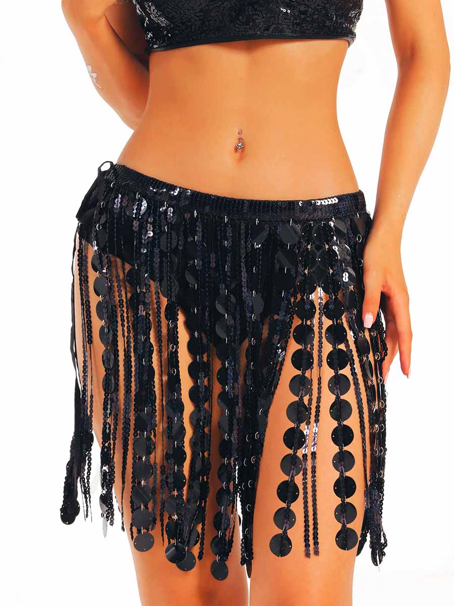 Shimmering Fringe Cocktail Skirt