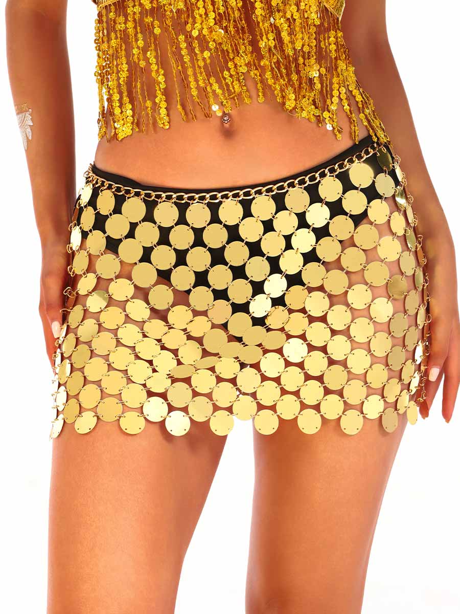 Gold Sequin Chain Skirt