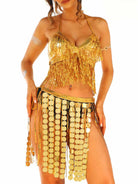 Dazzling Gold Fringe Latin Skirt