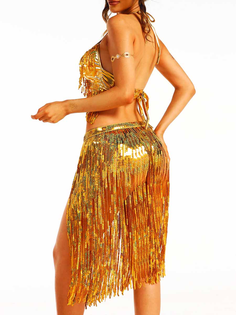 Shimmering Gold Tassel Outfit