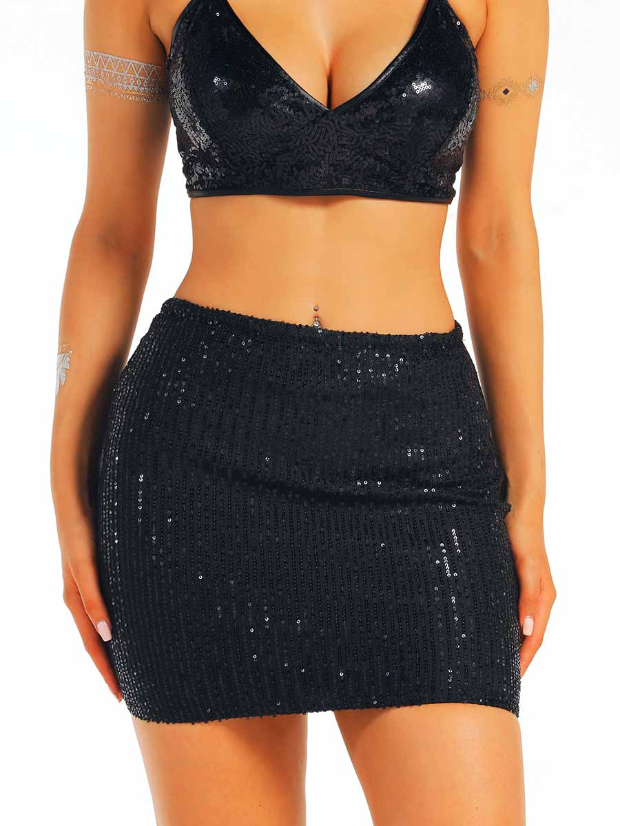 Black Glitter Two-Piece Set